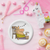 Grappig Slaperig Man Napping met Sandwich Papieren Bordje (Feest)