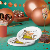 Grappig Slaperig Man Napping met Sandwich Papieren Bordje