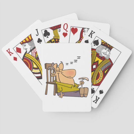Grappig Slaperig Man Napping met Sandwich Pokerkaarten (Achterkant)