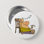 Grappig Slaperig Man Napping met Sandwich Ronde Button 7,6 Cm (Voorkant /achterkant)