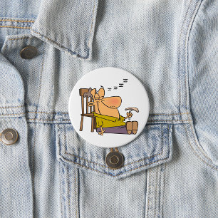 Grappig Slaperig Man Napping met Sandwich Ronde Button 7,6 Cm