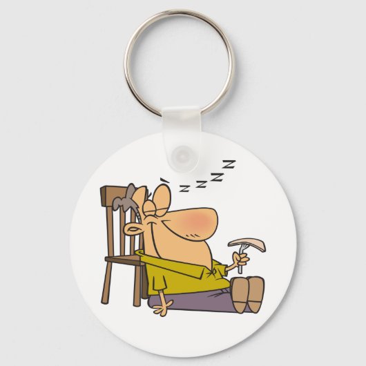 Grappig Slaperig Man Napping met Sandwich Sleutelhanger (Voorkant)