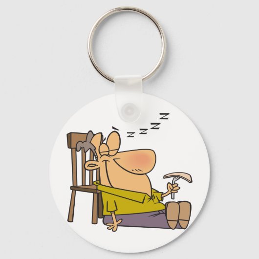 Grappig Slaperig Man Napping met Sandwich Sleutelhanger (Achterkant)