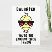 Grappig slecht chick kip dochter gelukkig verjaard bedankkaart (Voorkant)