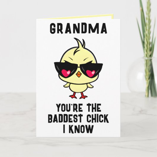 Grappig slecht chick kip grootmoeder gelukkig verj bedankkaart (Voorkant)