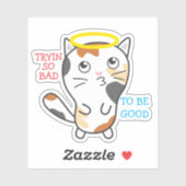 Grappig slecht kat calico cat halo gepersonaliseer sticker (Vel)