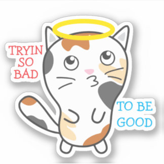 Grappig slecht kat calico cat halo gepersonaliseer sticker