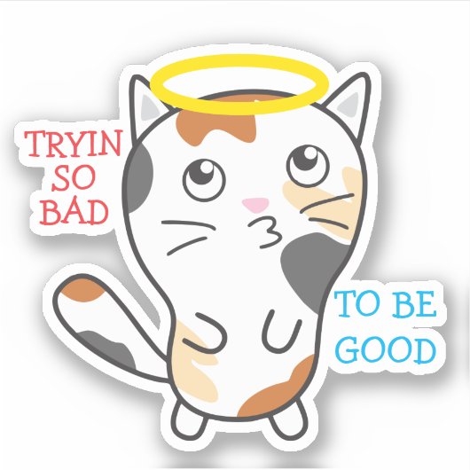 Grappig slecht kat calico cat halo gepersonaliseer sticker (Voorkant)