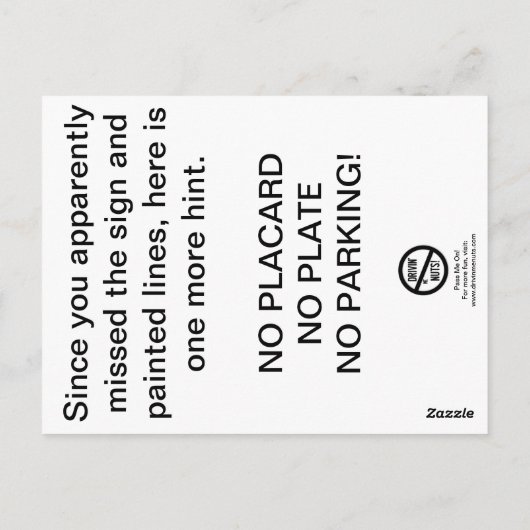 Grappig slecht parkeerbiljet briefkaart (Achterkant)