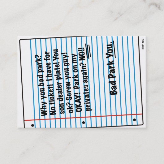 Grappig slecht parkeerbiljet visitekaartje (Voorkant)
