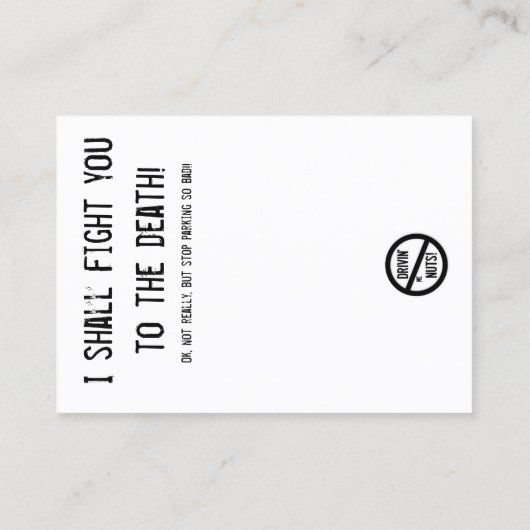 Grappig slecht parkeerbiljet visitekaartje (Achterkant)