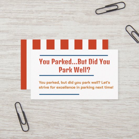 Grappig slecht parkeren visitekaartje (Voorkant / Achterkant in situ)