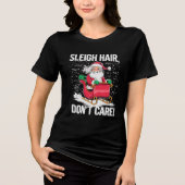 Grappig Sleigh Hair Don't Care Christmas Cheer Vro Tri-Blend Shirt (Voorkant)