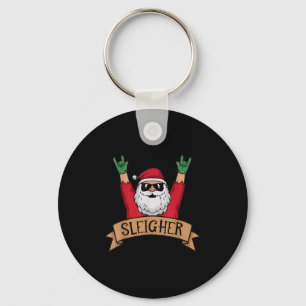 Grappig Sleigher Rock N Roll Kerstman Kerstmis Sleutelhanger