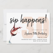 Grappig slokje gebeurt wijn proeverij glas 30e ver kaart (Voorkant)