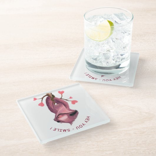 Grappig Sloth Glass Onderzetter - aangepaste tekst (Schuin)