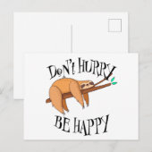 Grappig Sloth niet opschieten, wees blij Briefkaart (Voorkant / Achterkant)