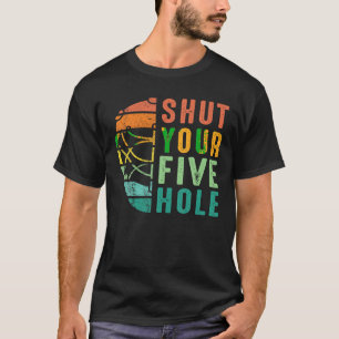 Grappig sluit je vijf holes retro  ijshockey t-shirt