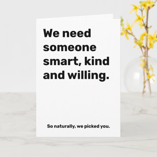 Grappig Smart & Kind Wedding Officier Voorstel Kaart (Gele Bloem)