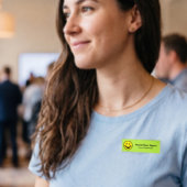 Grappig Smiley-geel + je rug. en ideeën Naambadge