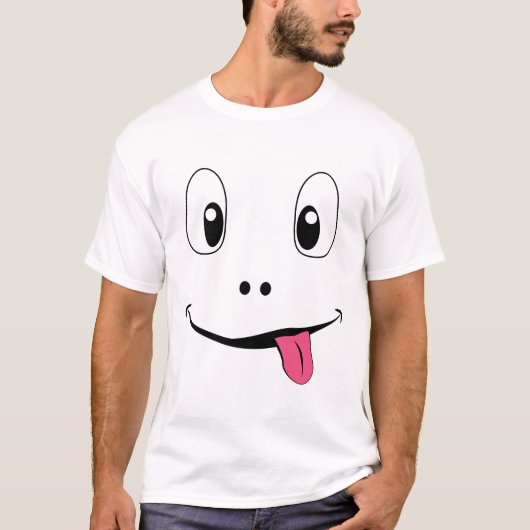 Grappig Smiley Gezicht – Schattig T-Shirt Met Uitg (Voorkant)