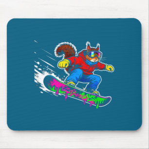Grappig Sneeuwboard Eekhoorn Outfit Dier Huisdiere Muismat