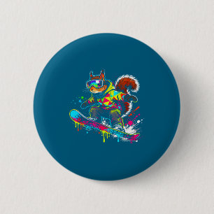 Grappig Sneeuwbord Eekhoorn Outfit Dier Huisdieren Ronde Button 5,7 Cm
