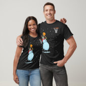 Grappig sneeuwman basketbal kerst T-shirt (Unisex)