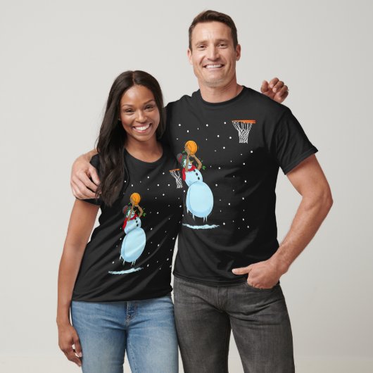 Grappig sneeuwman basketbal kerst T-shirt (Unisex)