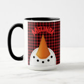 Grappig Sneeuwman Face Buffalo Plaid Vakantieland Mok (Links)