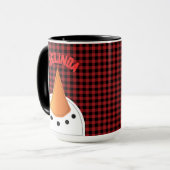 Grappig Sneeuwman Face Buffalo Plaid Vakantieland Mok (Voorkant links)