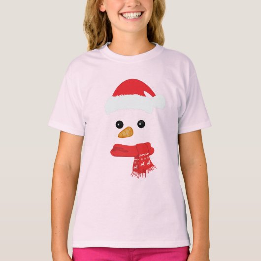 Grappig Sneeuwman Gezicht Happy Merry Christmas Fa T-shirt (Voorkant)