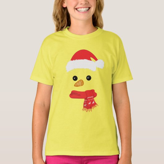 Grappig Sneeuwman Gezicht Happy Merry Christmas Fa T-shirt (Voorkant)