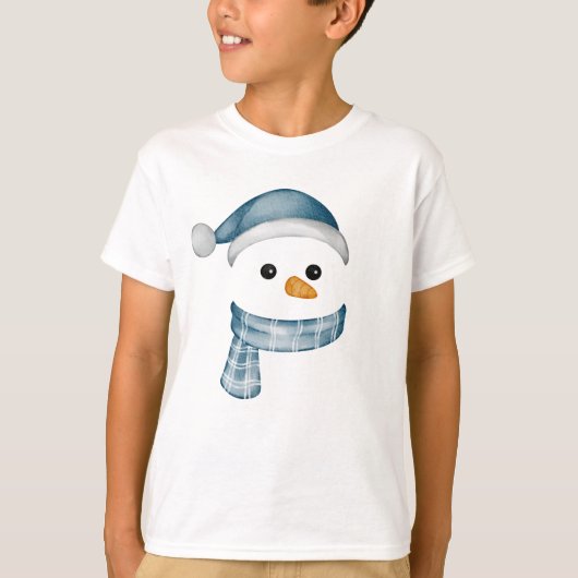 Grappig Sneeuwman Gezicht Happy Merry Christmas Fa T-shirt (Voorkant)