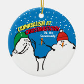Grappig sneeuwman kannibalisme in Christmastown Keramisch Ornament (Voorkant)