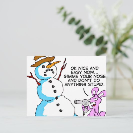Grappig Sneeuwman Kerst Briefkaart (Staand voorkant)