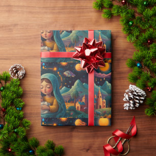 Grappig Sneeuwman Kerstkunstwerk Cadeaupapier