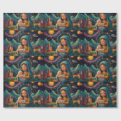 Grappig Sneeuwman Kerstkunstwerk Cadeaupapier (Vlak)