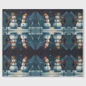 Grappig Sneeuwman Kerstkunstwerk Cadeaupapier (Vlak)