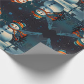 Grappig Sneeuwman Kerstkunstwerk Cadeaupapier (Hoek)