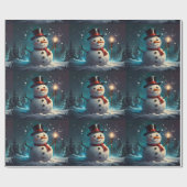 Grappig Sneeuwman Kerstkunstwerk Cadeaupapier (Vlak)