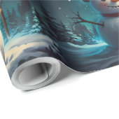 Grappig Sneeuwman Kerstkunstwerk Cadeaupapier (Rol Hoek)