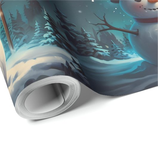 Grappig Sneeuwman Kerstkunstwerk Cadeaupapier (Rol Hoek)