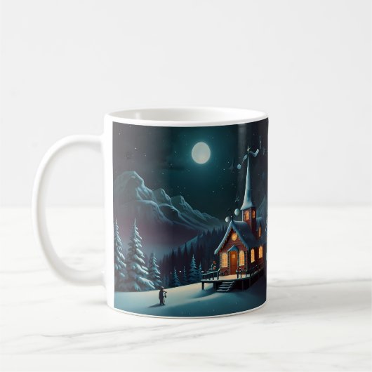 Grappig Sneeuwman Kerstkunstwerk Koffiemok (Links)