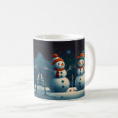 Grappig Sneeuwman Kerstkunstwerk Koffiemok (Voorkant rechts)