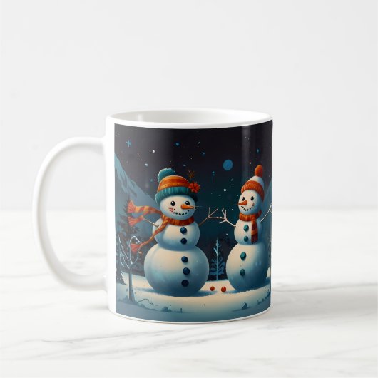Grappig Sneeuwman Kerstkunstwerk Koffiemok (Links)