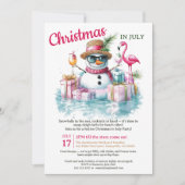 Grappig Sneeuwman Pool Party Kerstmis in juli Kaart (Voorkant)