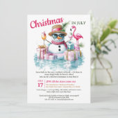 Grappig Sneeuwman Pool Party Kerstmis in juli Kaart (Staand voorkant)