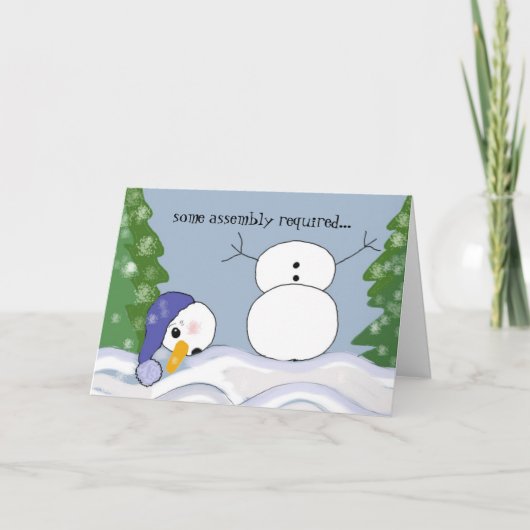 Grappig Sneeuwmannen Scene - Assemblage Vereist Feestdagen Kaart (Voorkant)