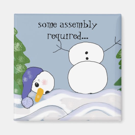 Grappig Sneeuwmannen Scene Magneet (Voorkant)